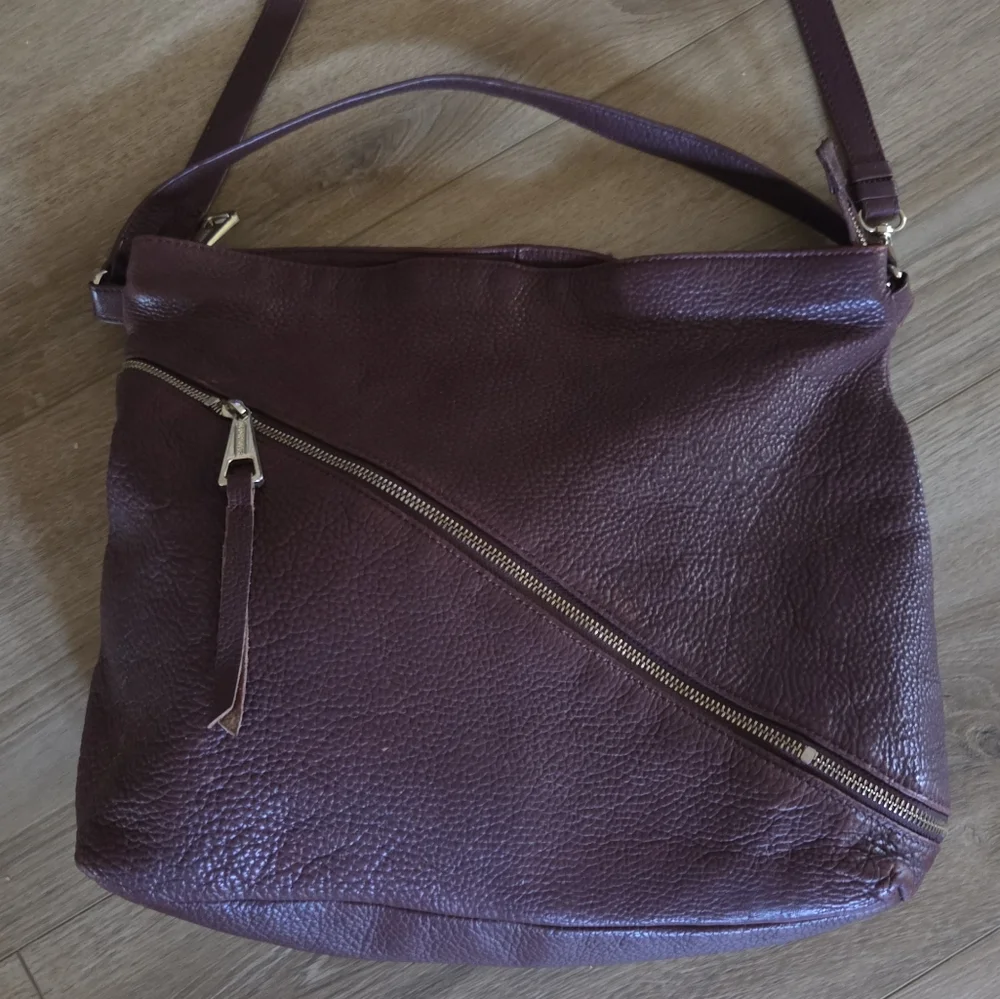 Kelsi Dagger Brooklyn Cranberry Pebbled Leather Hobo‎ Bag